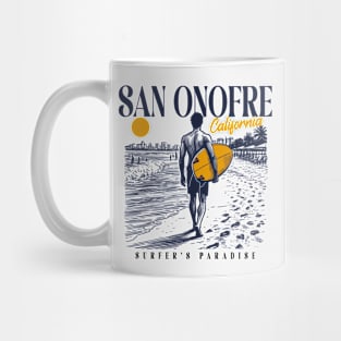 Vintage Surfing San Onofre, California // Retro Surfer Sketch // Surfer's Paradise Mug